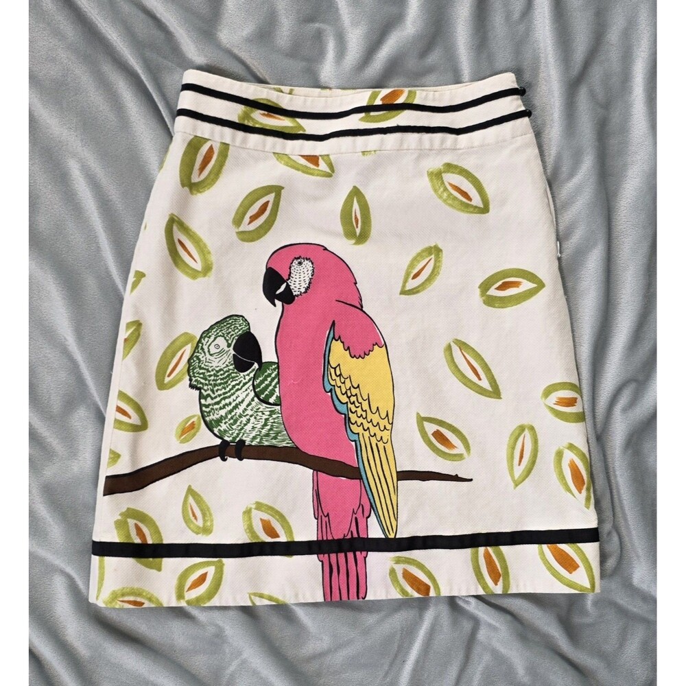 Anthropologie Edme & Esyllte Parrot Print Cotton Mini Skirt 0 Tropical Y2K